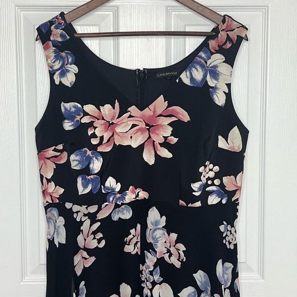 Lane Bryant Asymmetrical Hem‎ Floral Lined Sleeveless Mini Dress Size 14 - Picture 5 of 12